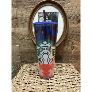 New 2021 Summer Target Black Blue Red X Retro 24oz Venti Tumbler Cold Cup Straw